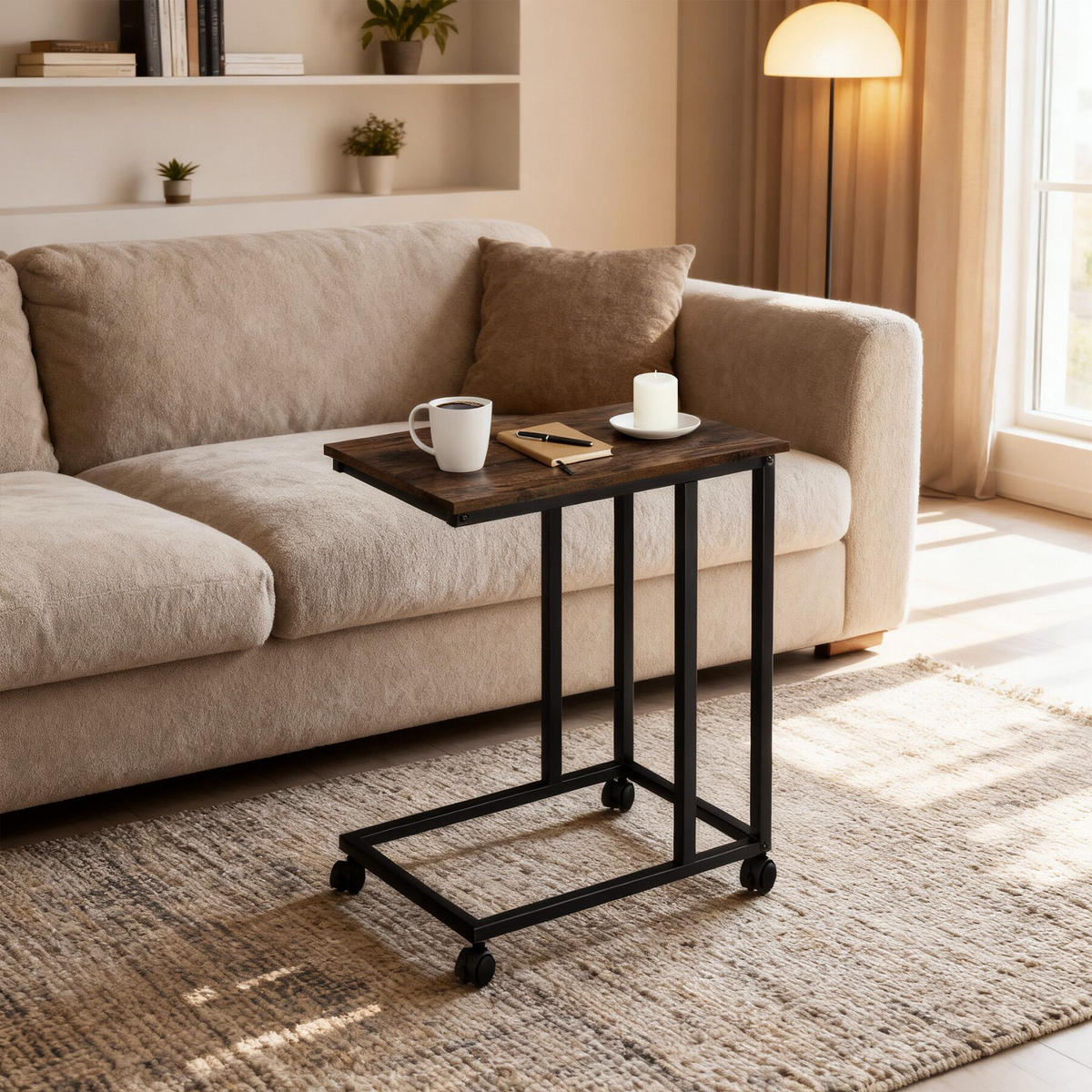 BEISTELLTISCH Luton,48 x 35 x 70 cm,Industrial Holz dunkel, rustikal - Rostfarben, Holz (48/35/70cm) - tectake