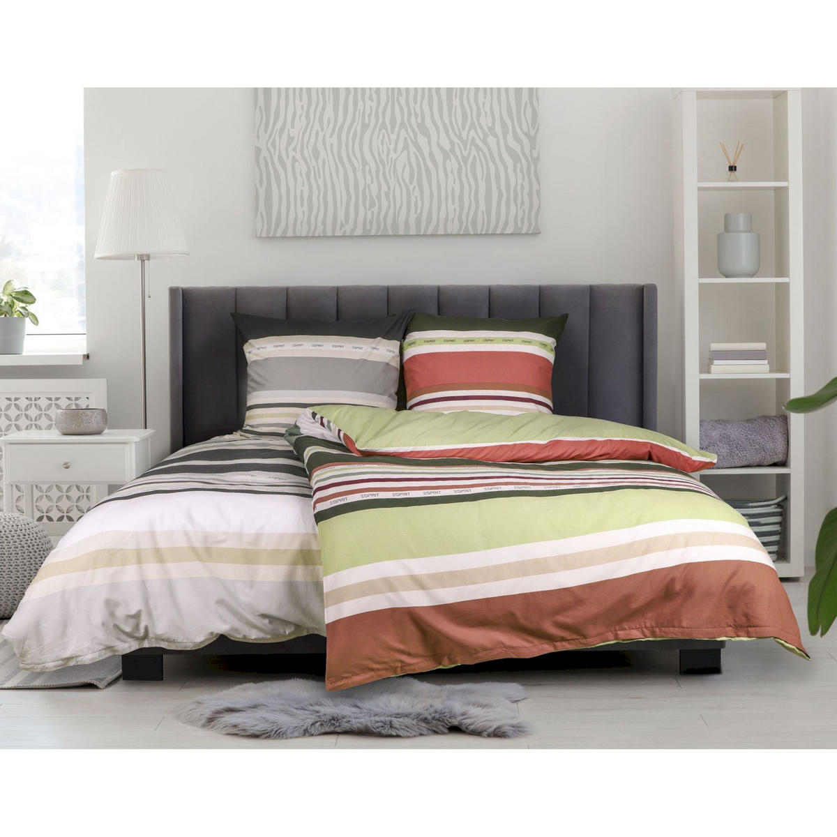 RENFORCÉ BETTWÄSCHE SALMLO - Anthrazit, Textil (140/200cm) - Esprit