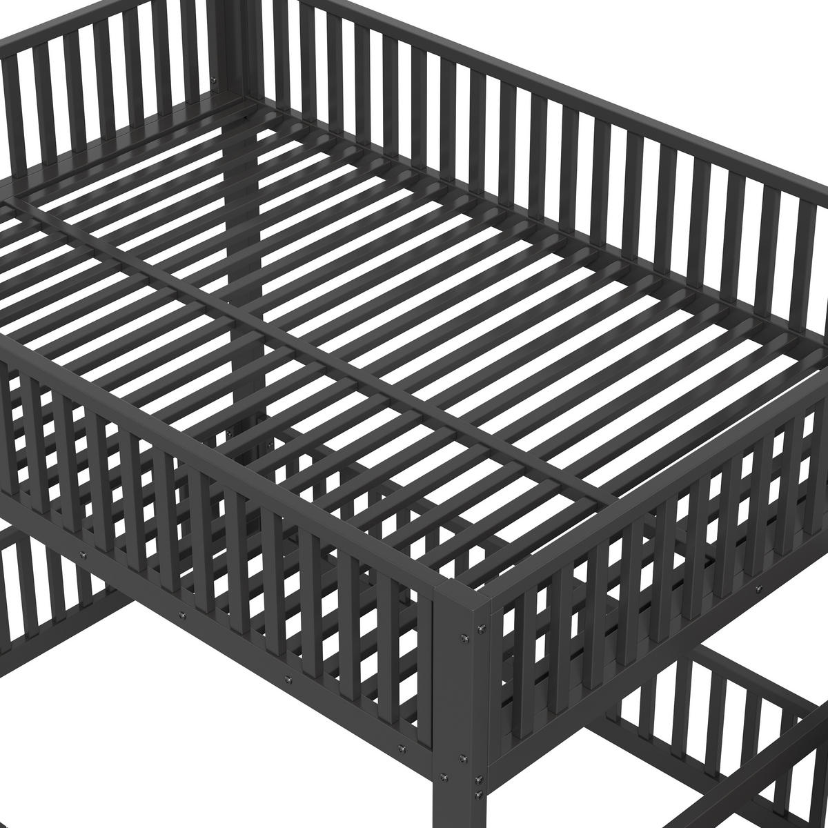 ETAGENBETT 140/200 cm Schwarz mit Stauraumleiter und LED - Schwarz, Metall (140/200cm) - Oxeza