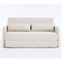 2-SITZER SCHLAFSOFA 2-Sitzer Cord Beige mit 2 Lendenkissen und Magazintaschen - Beige, Holzwerkstoff/Textil (165/67/212cm) - WISHDOR