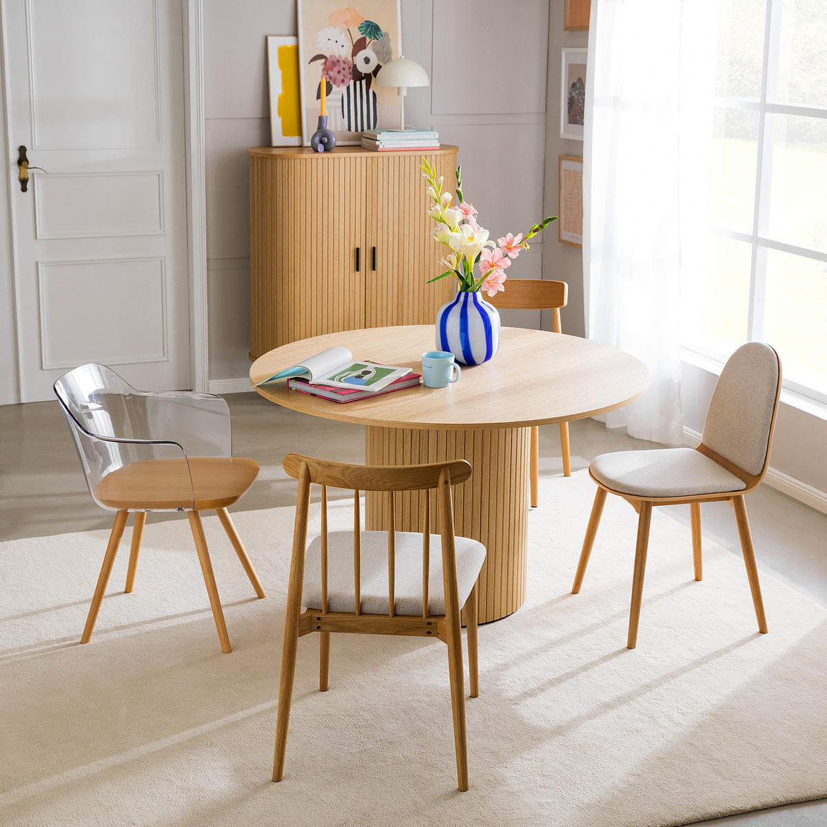 ESSTISCH - MDF / Eisen - Eichefarben, Holzwerkstoff/Metall (120/120/75cm) - home24