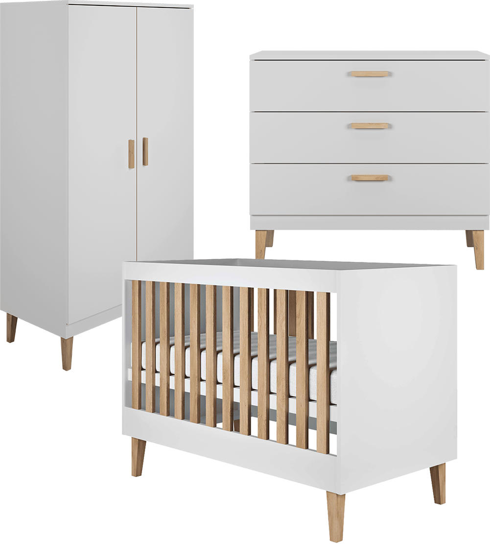 SOBA ZA BEBE 3-dijelniKubi Bijeli - bijela, drvni materijal (66/90/124cm) - Petits-meubles