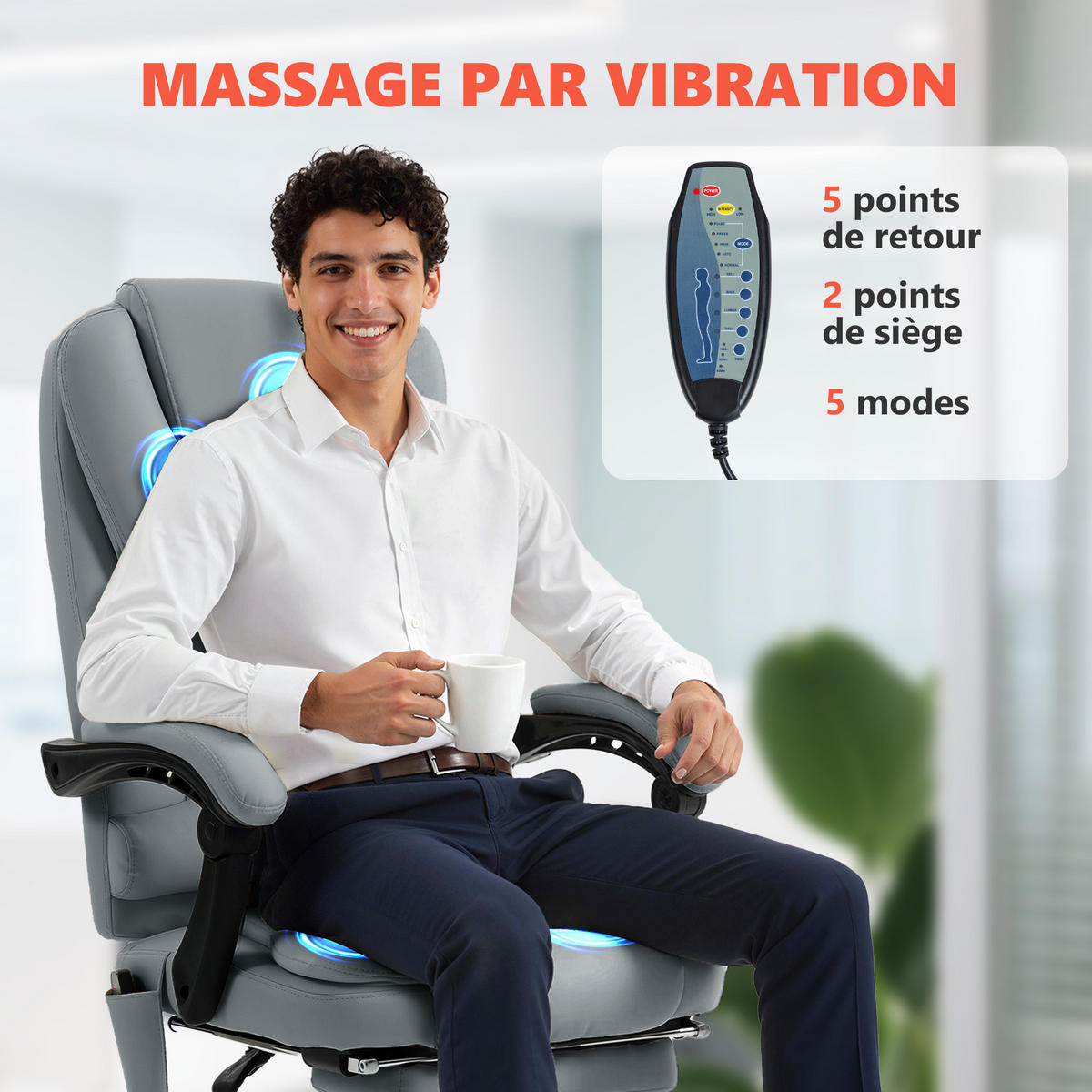 CHEFSESSEL DE-11832 7-Punkt-Massage & 155° Neigung Grau - Grau, Metall (79/121/67cm) - ComfortXL