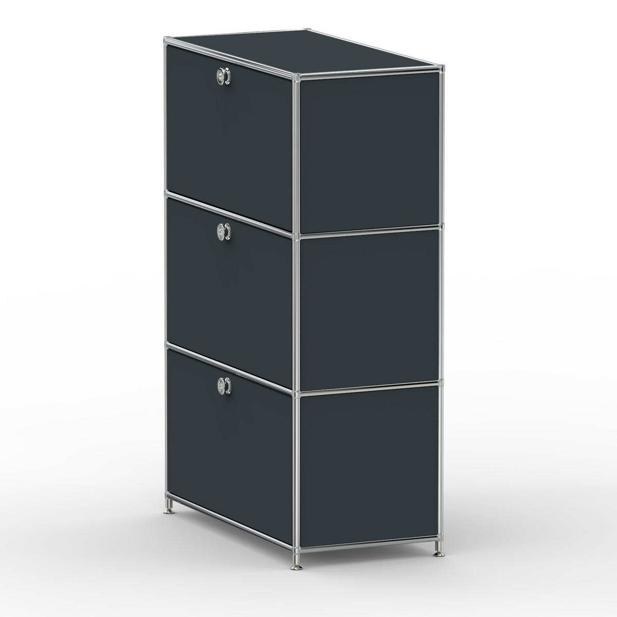 HOCHSCHRANK, 3 Schubladen, Schloss, Breite 77 cm, Anthrazitgrau - Chromfarben/Silberfarben, Metall (40/118/77.2cm) - Versee