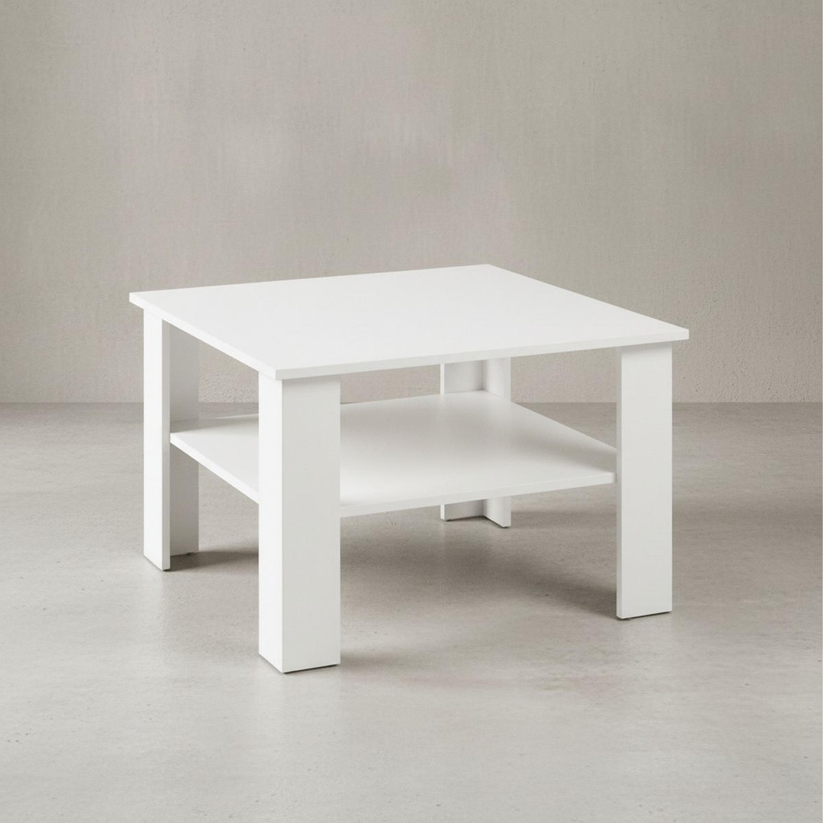 COUCHTISCH NIDDA aus Sonoma Eiche, kratzfest und Ablagefläche, Weiß 60x60x42 cm - Weiß, Holz (60/60/42cm) - KADIMA DESIGN