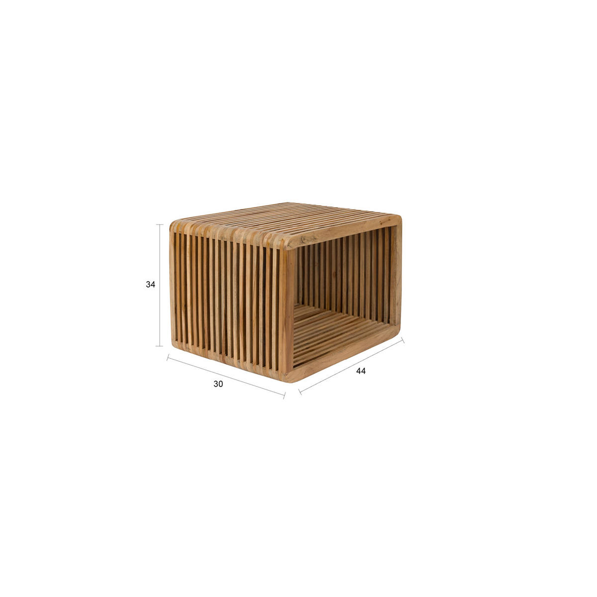 NACHTTISCH Djia Nachttisch / Nachttisch aus Teakholz, klein - Braun, Holz (30/34/44cm) - Housecraft Living