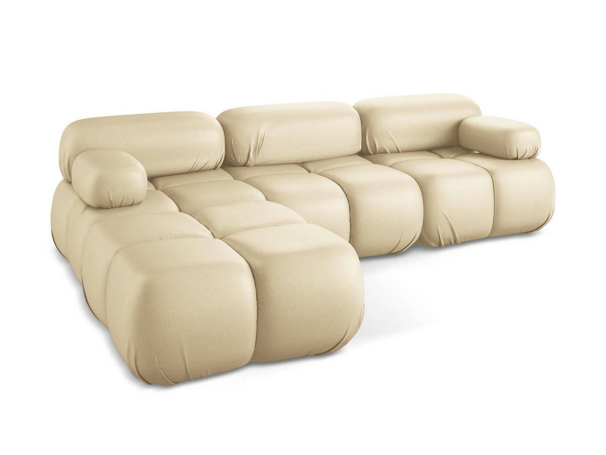 ECKSOFA Beidseitig Kunstleder Beige - Beige/Schwarz, Leder/Kunststoff (285/191cm) - Makamii
