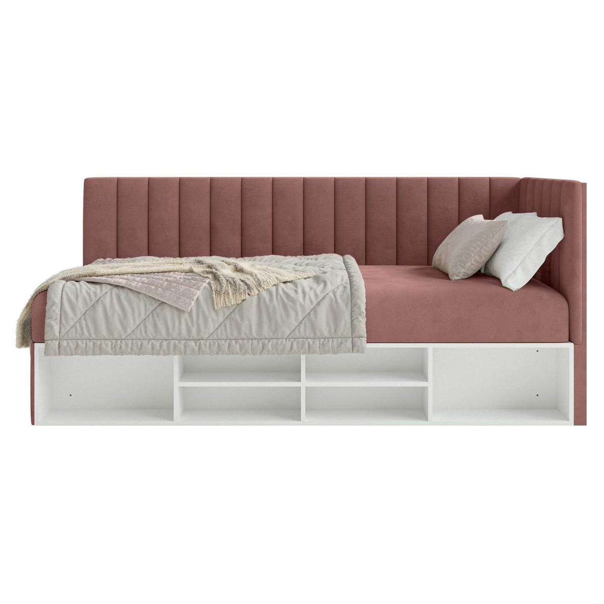 JUGENDBETT Ventrio Rosa Easy-Clean-Samtbezug 90x200 cm - Pink, Holz/Textil (90/200cm) - Selsey