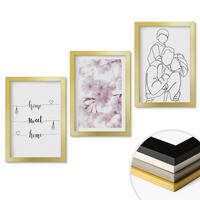 WANDBILDER 3er Set - 20x30 cm Goldrahmen - Blumenfamilie minimalistisch - Goldfarben, Kunststoff (20/30cm) - ArtPrintCave