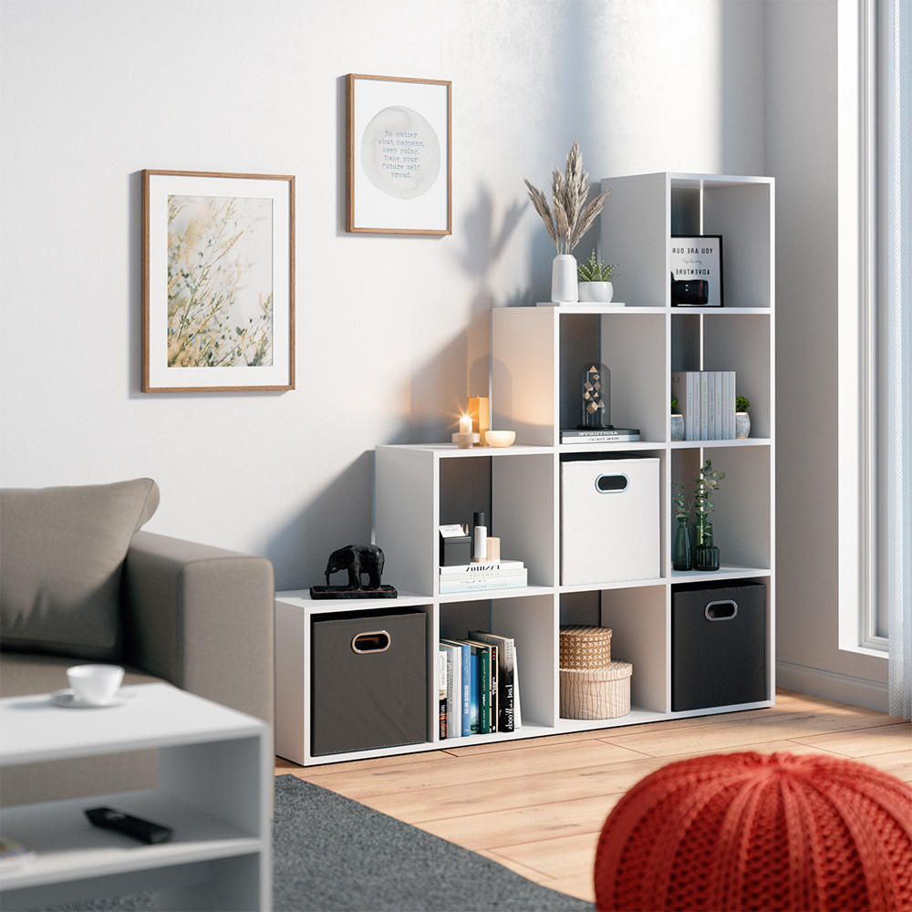 TREPPENREGAL Weiß 142.5 x 140 cm - Weiß, Holzwerkstoff (142.5/140/29cm) - Vicco