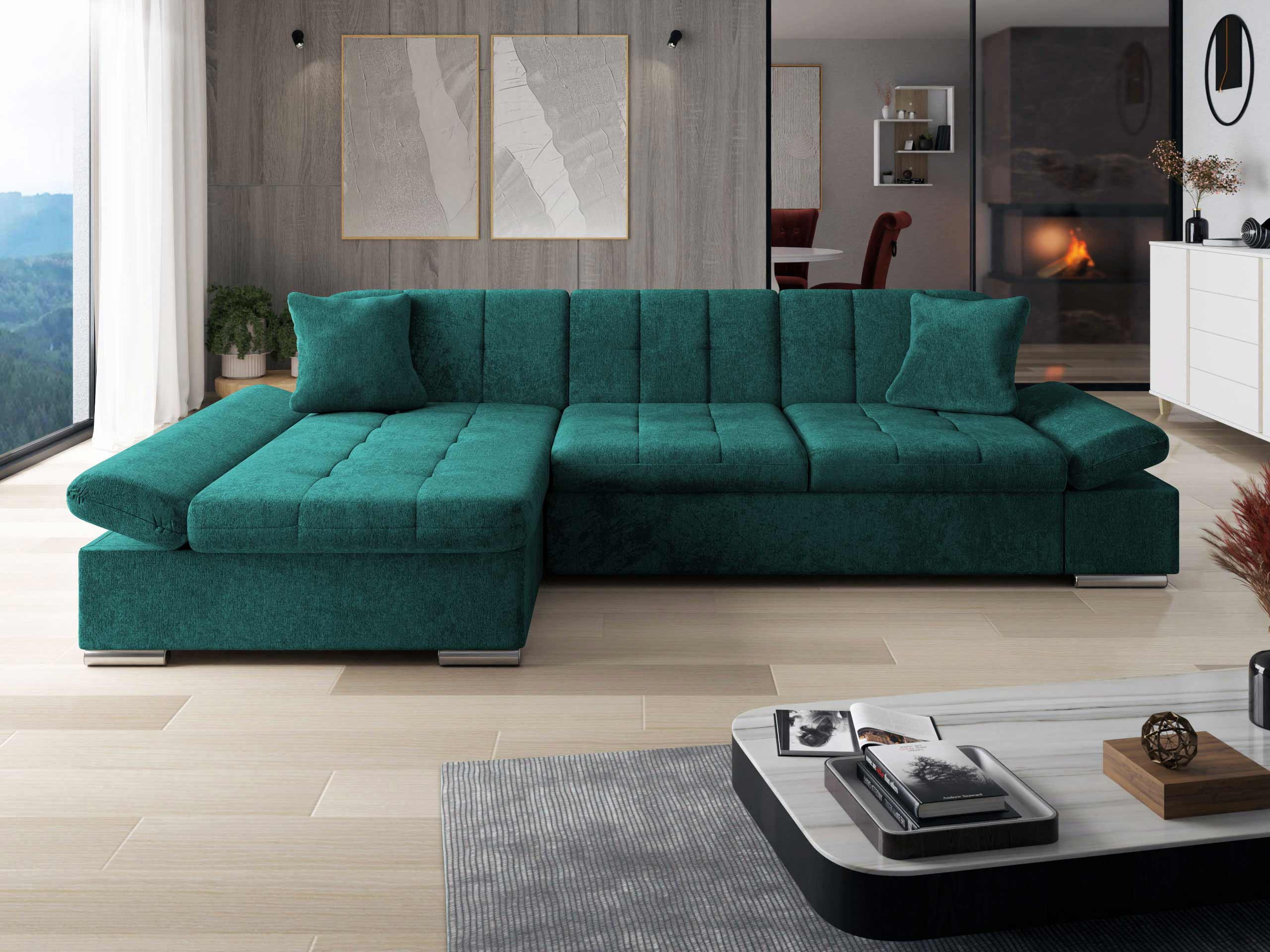 ECKSOFA Malwi, Seite: Links - Bronzefarben, Holz/Textil (278/161cm) - MIRJAN24