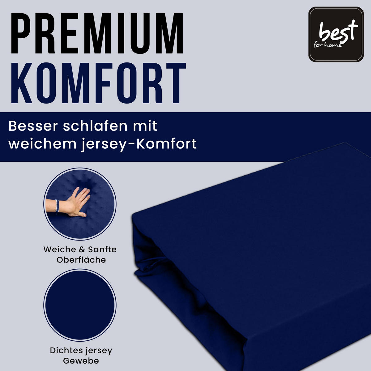 SPANNBETTLAKEN 160/200 cm, Jersey Elastisch 100 % Baumwolle Marineblau - Blau, Textil (160/200cm) - Best For Home