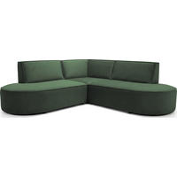 ECKSOFA Nora L-Form 3-Sitzer Universell, Samt, Dunkelgrün 223/73/223 cm - Dunkelgrün/Schwarz, Kunststoff/Textil (223/223cm) - WFL GROUP