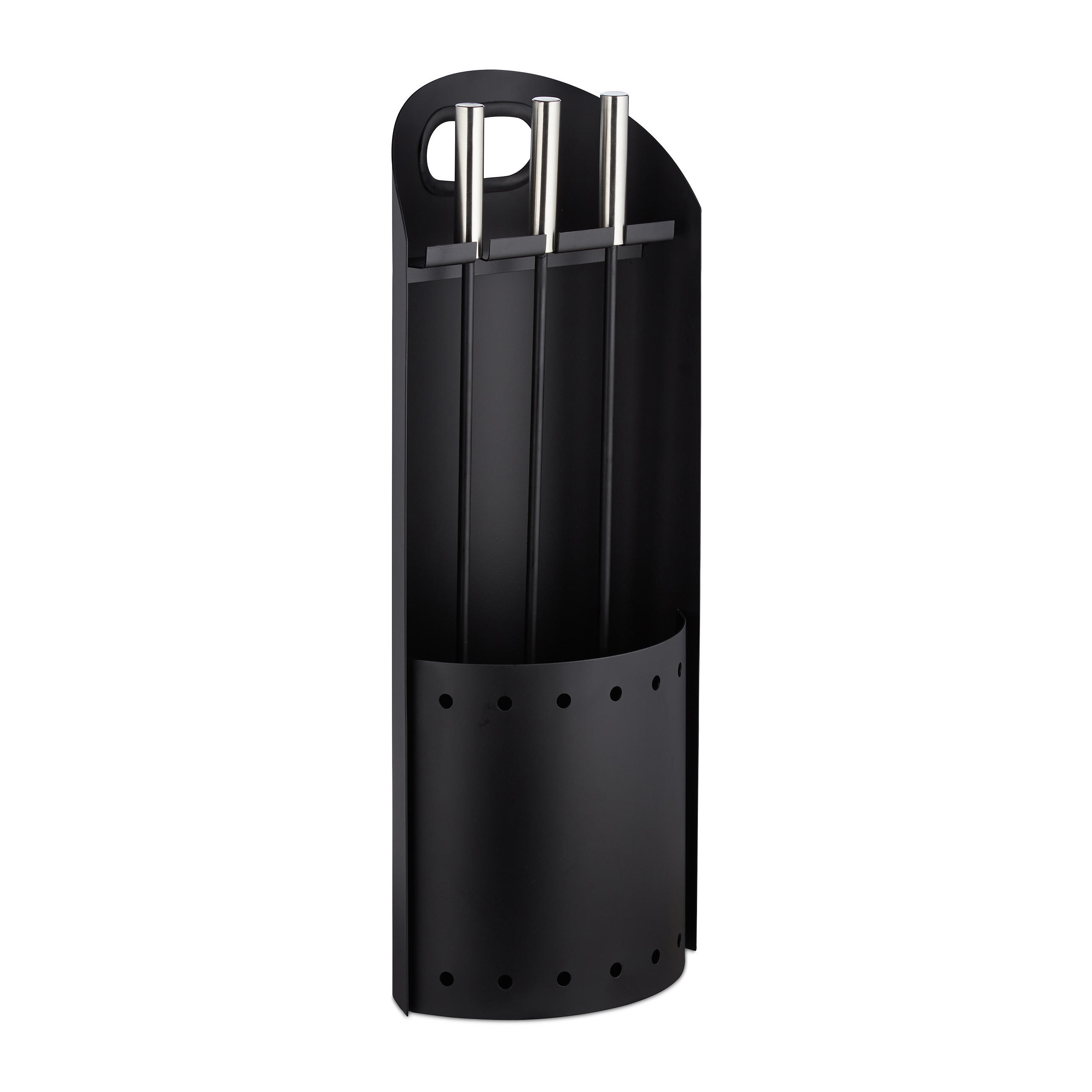 KAMINBESTECK - Schwarz, Metall (23.5/59/16cm) - Relaxdays