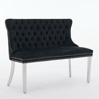 SITZBANK Zweisitzer für Esszimmer Samt Schwarz Edelstahlbeine - Schwarz, Metall (116/89.5/58.1cm) - Meubliv