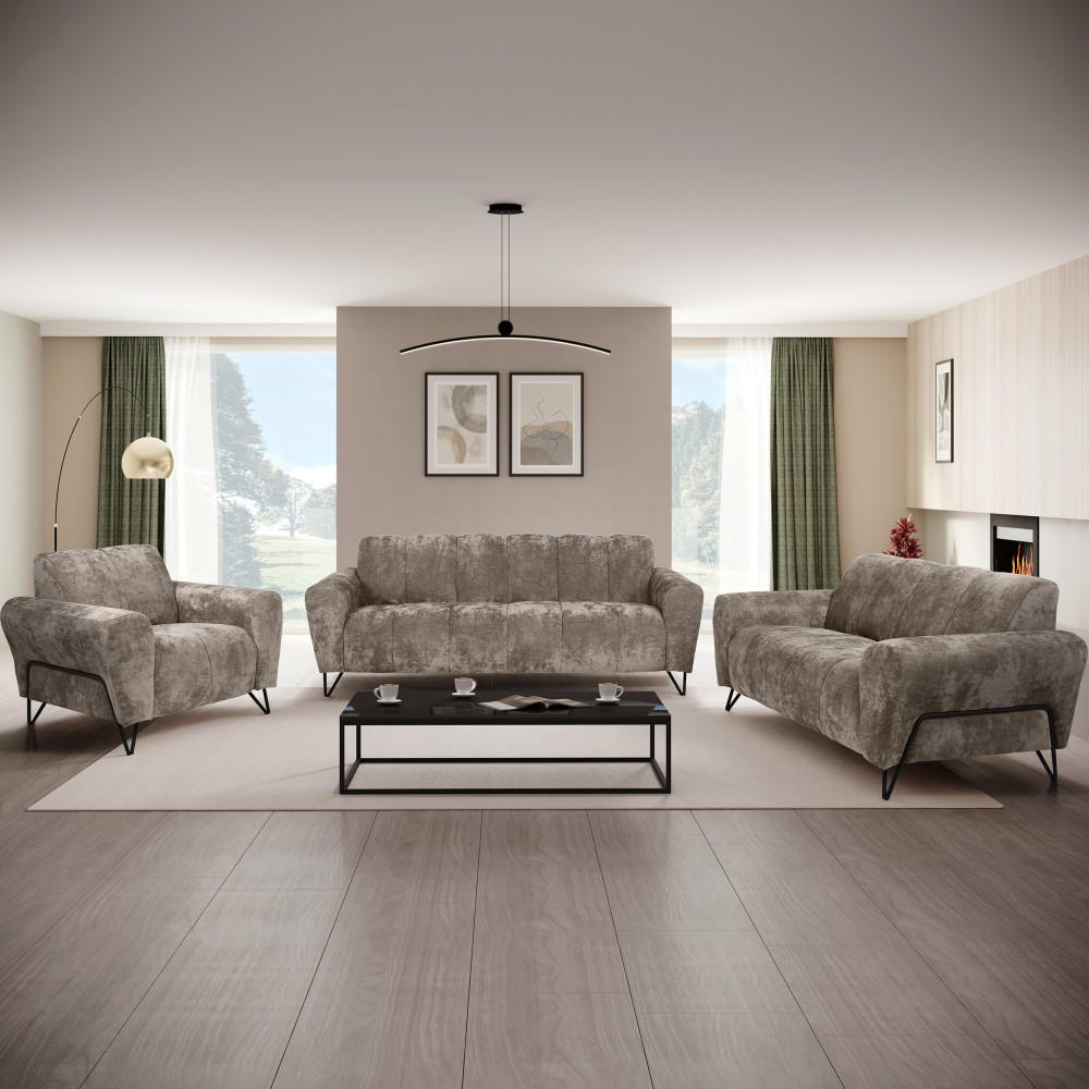 3-SITZER SOFA Volare mit Metallbeinen braun - Schwarz/Braun, Textil/Metall (220/83/98cm) - Beautysofa