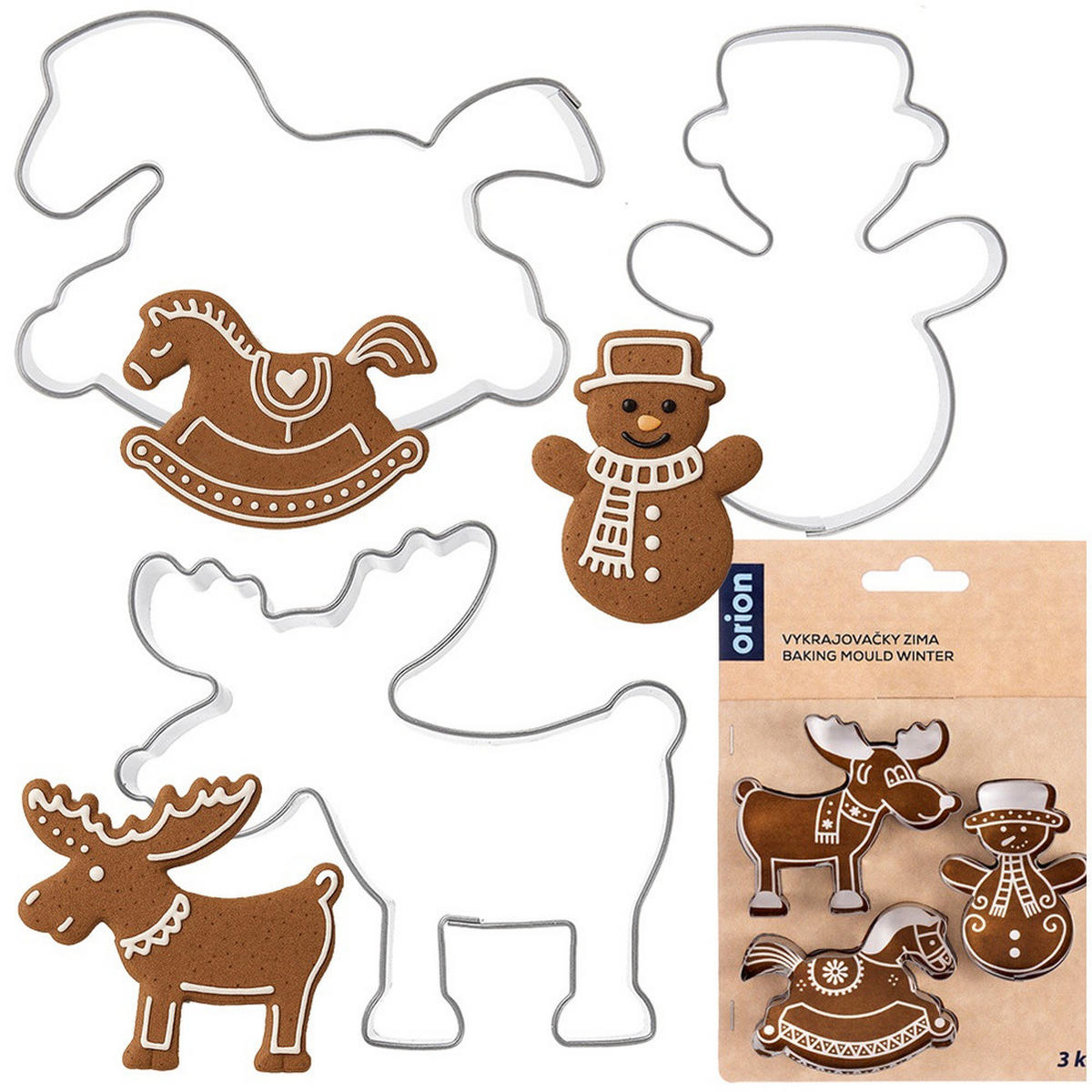 AUSSTECHFORMEN-SET Winterfiguren 3-teilig Silber - Silberfarben, Metall (6.5/1.5/6.5cm) - Orion 