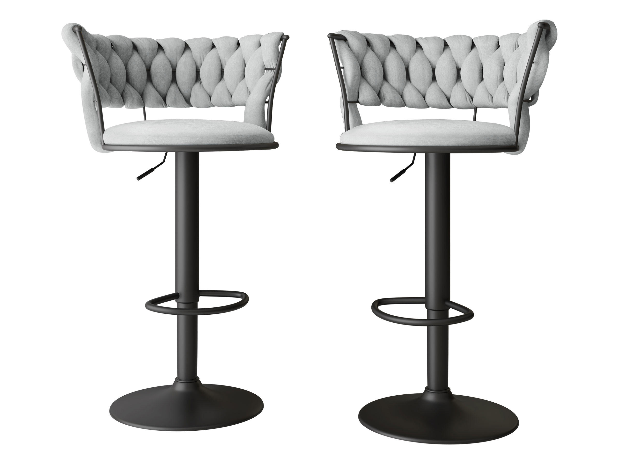 BARHOCKER-SET Muz BK-1141/CM (2 Stück in Samt) - Schwarz/Grau, Textil/Metall (50/76/48cm) - MIRJAN24