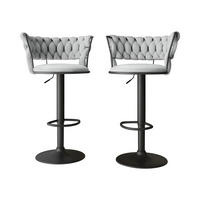 BARHOCKER-SET Muz BK-1141/CM (2 Stück in Samt) - Schwarz/Grau, Textil/Metall (50/76/48cm) - MIRJAN24