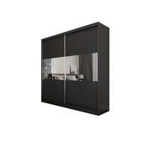 SCHWEBETÜRENSCHRANK ROSALIA 200/216/61 cm 2-türig mit Spiegel Schwarz - Schwarz, Holzwerkstoff (200/216/61cm) - MASSENO
