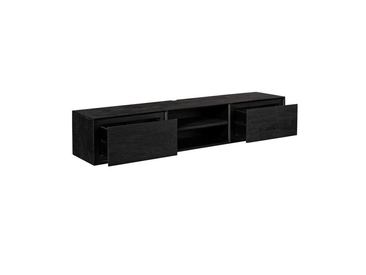 LOWBOARD Amoria Mangoholz 160 cm / 35 cm Schwarz - Schwarz, Holz (160/30/35cm) - Villa Möbel