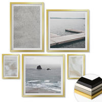 WANDBILDER 5er Set - 50x50 cm & 20x30 cm & 40x60 cm Goldrahmen - Abstraktes Design, moderne Texturen - Goldfarben, Kunststoff (40/60cm) - ArtPrintCave