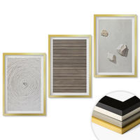 WANDBILDER 3er Set - 40x60 cm Goldrahmen - Natürliche Texturen Holz Stein - Goldfarben, Kunststoff (40/60cm) - ArtPrintCave