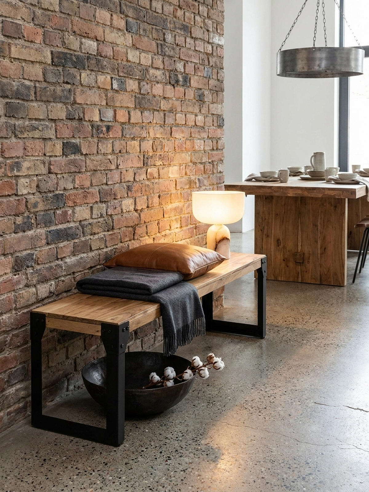 ESSZIMMERBANK Massivholz Metall ohne Lehne, Akazie 120x40x45 cm - Schwarz/Braun, Holz/Metall (120/45/40cm) - KADIMA DESIGN