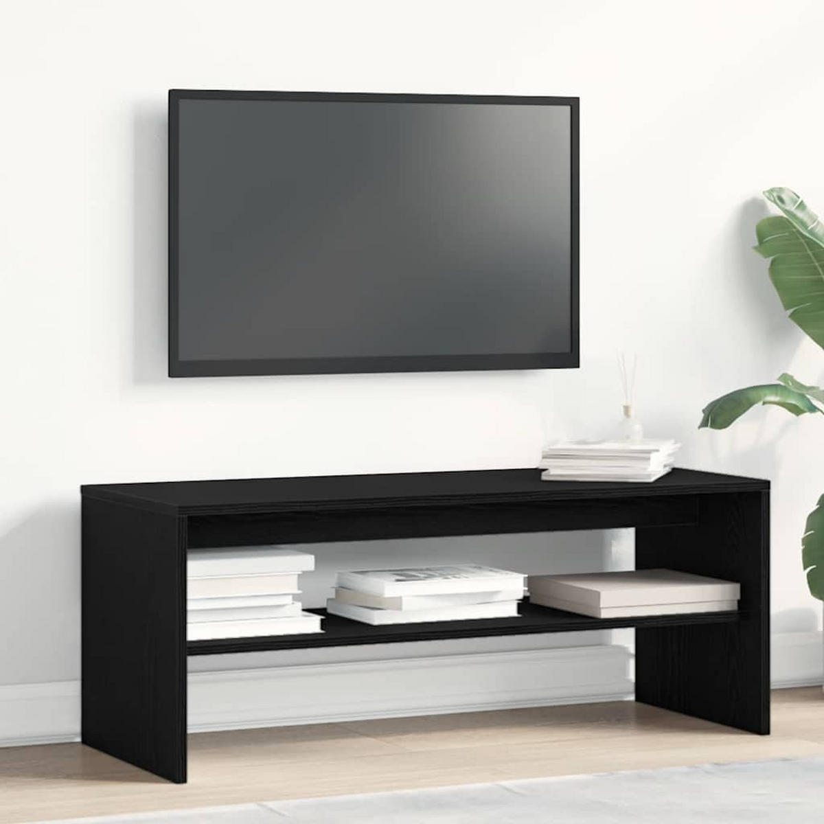 TV-SCHRANK Schwarz Eichen-Optik 100/40/40 Cm Holzwerkstoff - Schwarz, Holzwerkstoff (40/40/100cm) - vidaXL