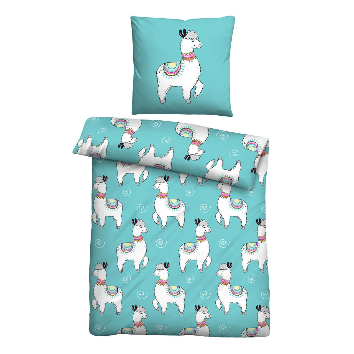 BETTWÄSCHE 2 tlg. mit Motiv 135x200 cm Lama - Multicolor, Textil (135/200cm) - Bestlivings