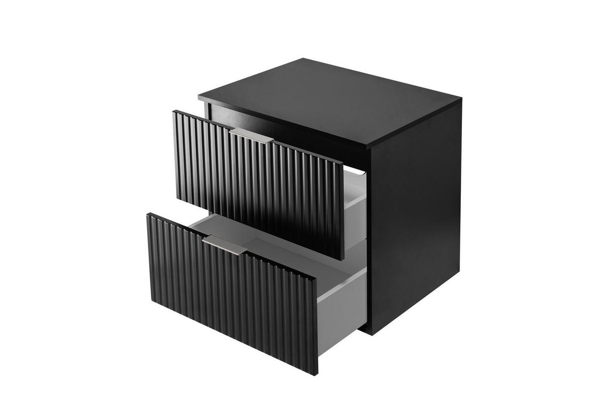 WASCHBECKUNTERSCHRANK, Schwarz, 60 x 57 x 46 cm, silberner Griff + Arbeitsplatte - Silberfarben/Schwarz, Holzwerkstoff (60/57/46cm) - 3XE LIVING