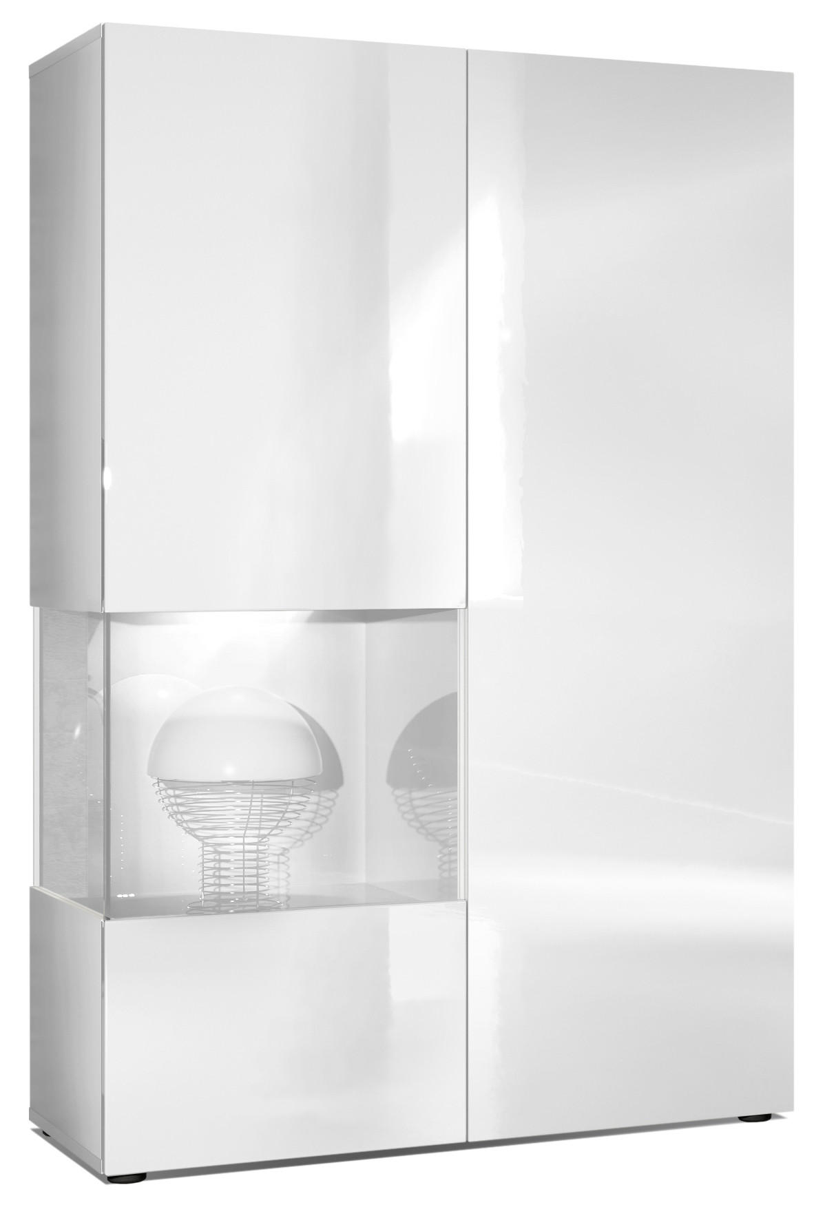 VITRINE Morena Tür und Einsatz in Weiß matt - Weiß, Holzwerkstoff (91.5/136.5/37cm) - Vladon