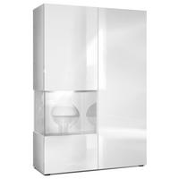 VITRINE Morena Tür und Einsatz in Weiß matt - Weiß, Holzwerkstoff (91.5/136.5/37cm) - Vladon