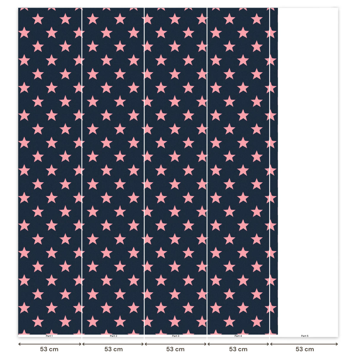 KINDERTAPETE - Muster - Sterne - Rosa - 240x280 cm - Anthrazit, Papier (240/280cm) - OnlyWow