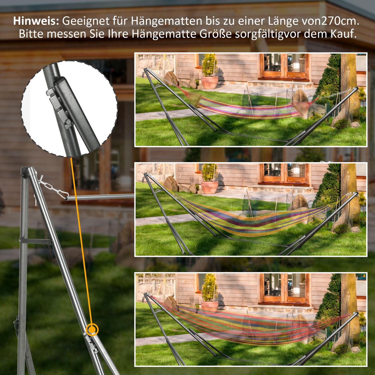 HÄNGESESSELSTÄNDER Schwarz 290.0/92.0/88.0 cm - Schwarz, Metall (290/92/88cm)