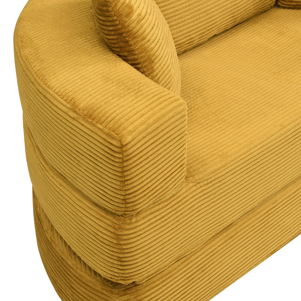 SCHLAFSOFA DE-33440 ovales Klappsofa-Bett mit 3 Kissen Gelb - Gelb, Textil (173/40/176cm) - ComfortXL