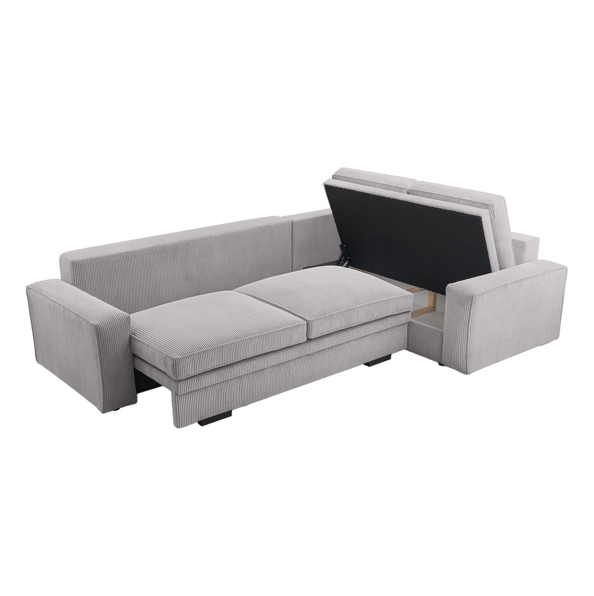 ROHOVÁ SOFA FJORDI s funkcí spaní, Šedá - šedá, textil (296/196cm) - Fedve