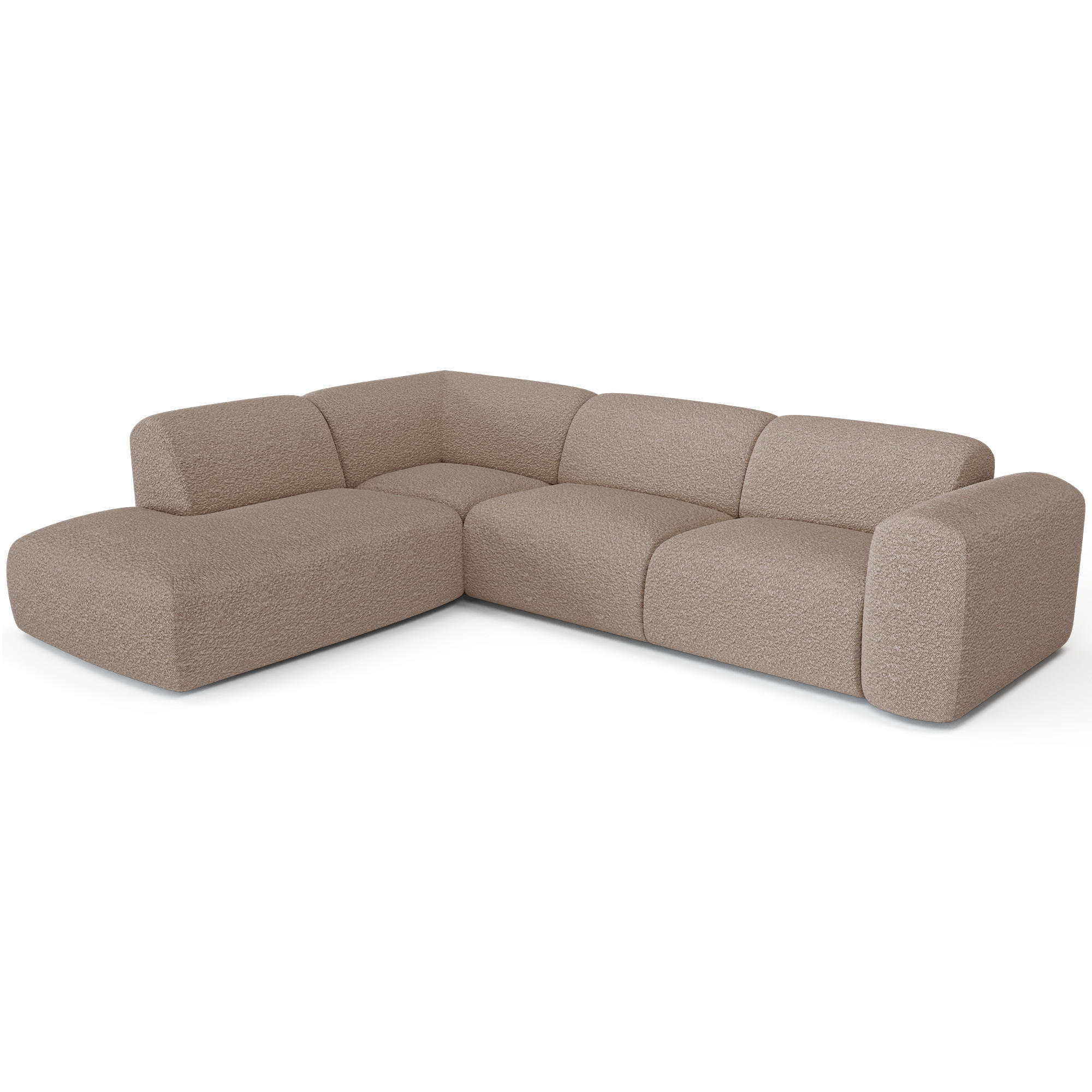 ECKSOFA LINKS Bouclé-Stoff Taupe 269cm - Taupe, Textil (221/269cm) - Sia Home