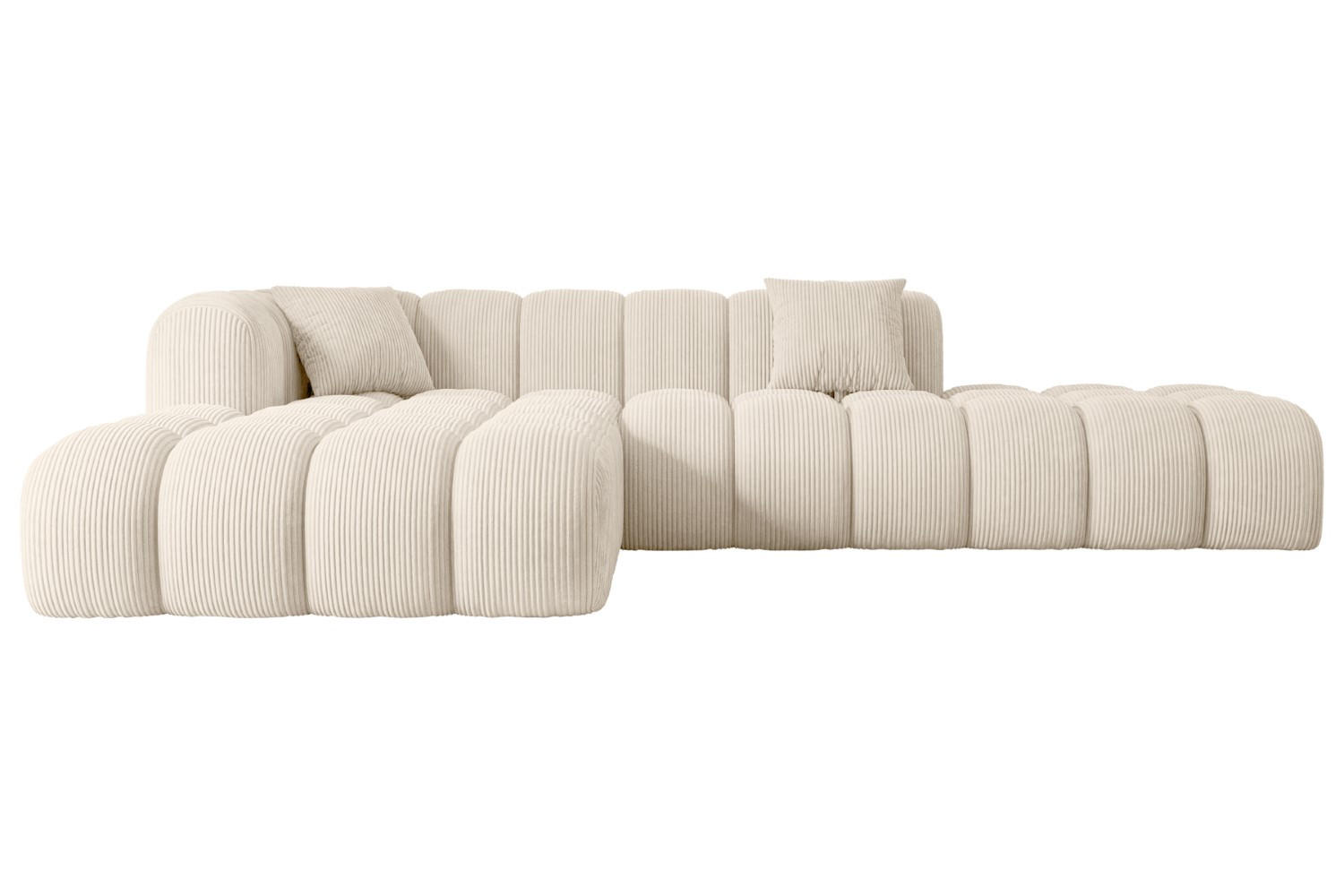 ECKSOFA Ottomane Links OLEA-L2 - 289x176x71 cm Beige Cord - Beige/Schwarz, Holzwerkstoff/Kunststoff (176/289cm) - ALTDECOR