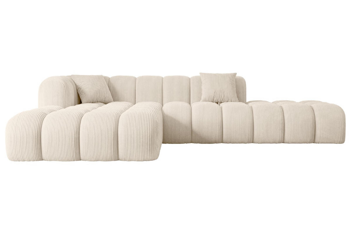 ECKSOFA Ottomane Links OLEA-L2 - 289x176x71 cm Beige Cord - Beige/Schwarz, Holzwerkstoff/Kunststoff (176/289cm) - ALTDECOR