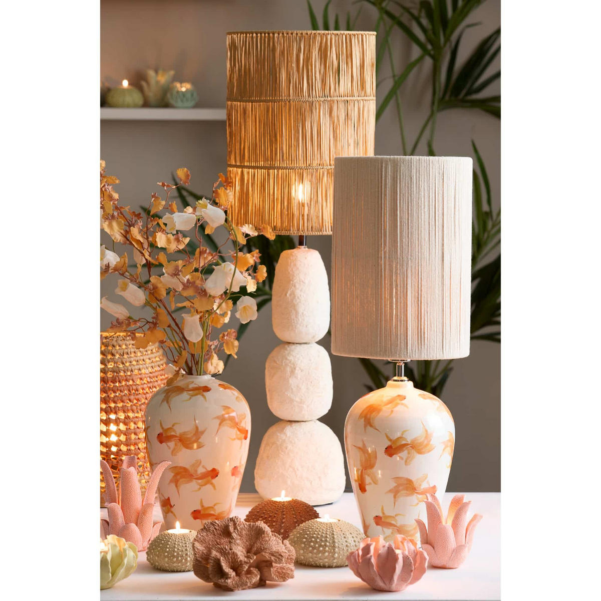 LAMPENSCHIRM Lanzano Braun 30/30/40 cm - Braun, Textil (30/30/40cm) - Light & Living