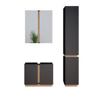 BADMÖBEL-SET Gloria Anthrazit 3 Teile, mit Hochschrank - Anthrazit/Sonoma Eiche, Holzwerkstoff (70/55/34cm) - Vicco