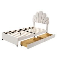 POLSTERBETT 90/200 cm Beige aus Samt mit 2 Schubladen - Beige, Textil (90/200cm) - OKMYHOME
