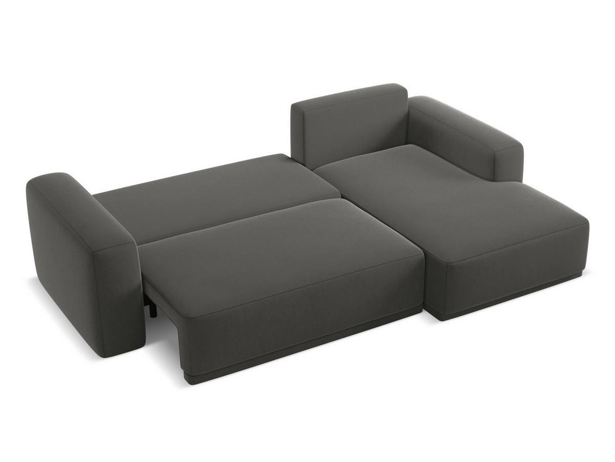 ECKSOFA mit Schlaffunktion Samt Stoff Grau - Dunkelgrau/Schwarz, Kunststoff/Textil (258/160cm) - Makamii