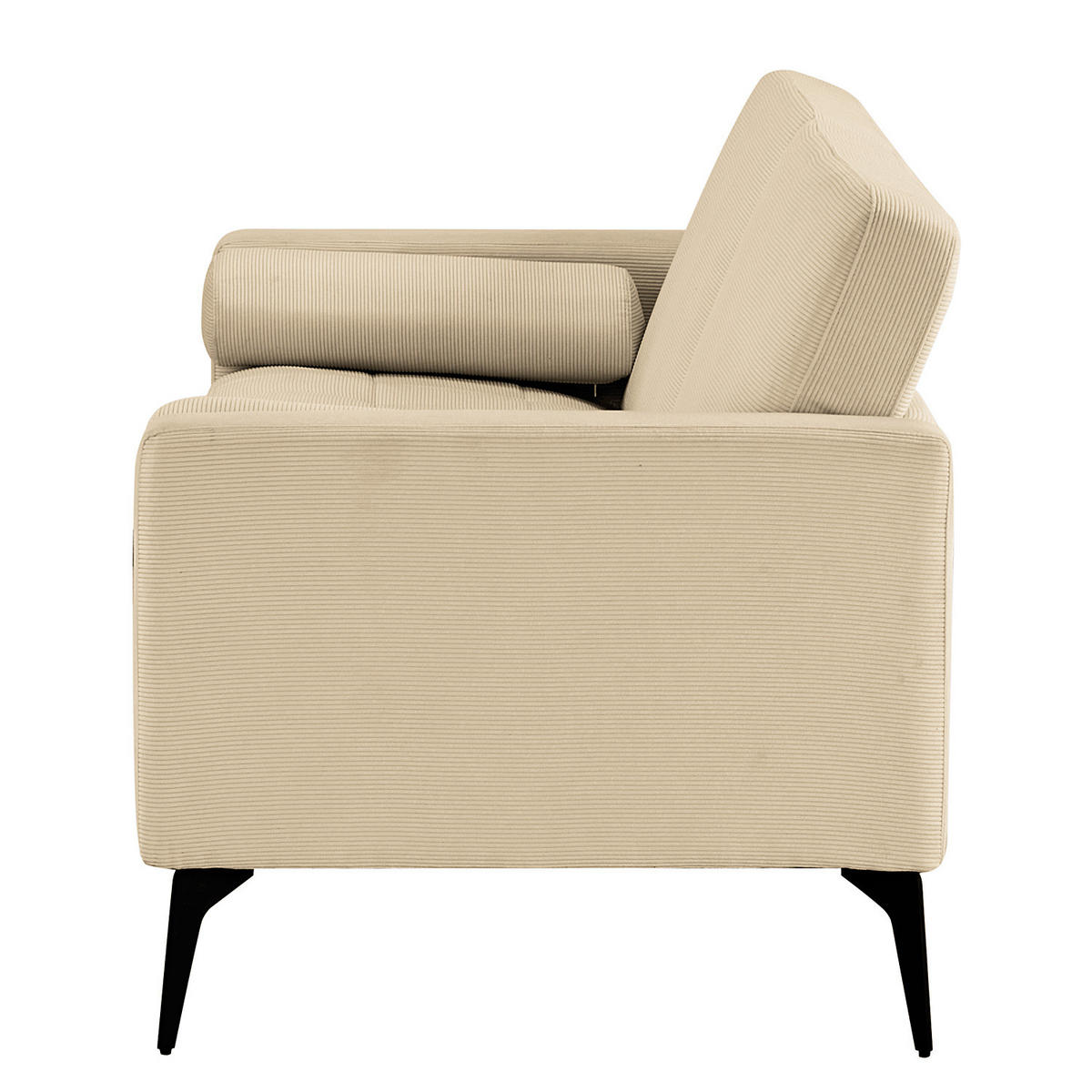 3-SITZER SOFA - Beige - Cord - Stahl - 194 x 82 x 76 cm - Beige/Schwarz, Textil/Metall (194/82/76cm) - home24