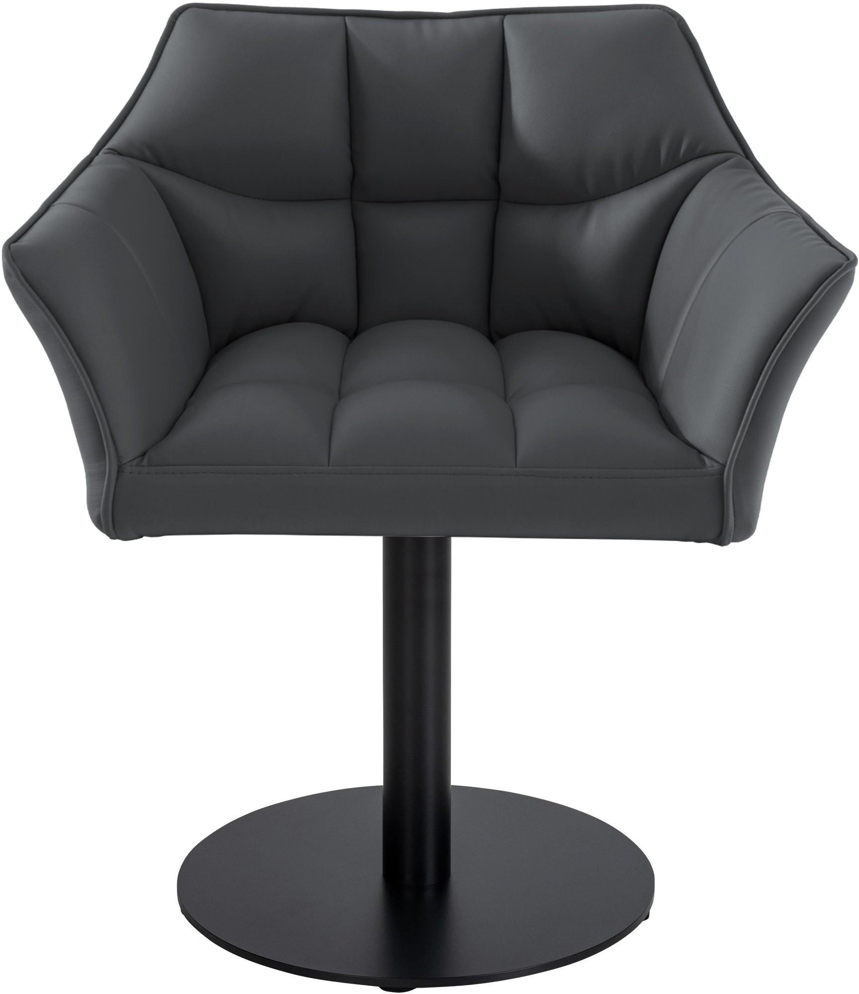 SESSEL Lederlook grau - Schwarz/Grau, Textil/Metall (64/75/48cm) - CLP