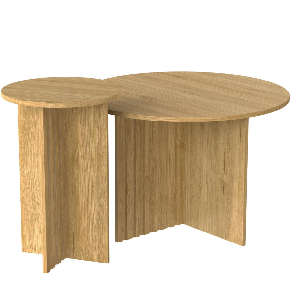 KONFERENČNÍ stolek, 2dílná sada, Ø 76/40 cm přírodní, MDF a dřevotříska - přírodní, kompozitní dřevo (76/76/50cm) - BEAOK