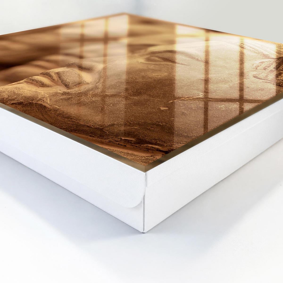 SCHLÜSSELBOX Weiß 30x30 cm – Türöffnung nach rechts - Historische Skulptur - Beige, Metall (30/30/5cm) - TULUP