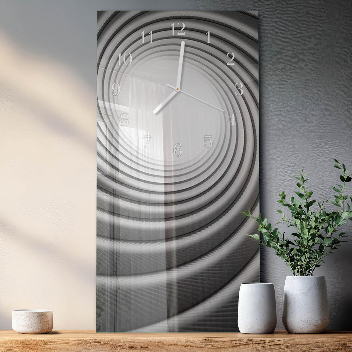 WANDUHR 30x60 cm - Horizont - Schwarz, Glas (30/60/0.4cm) - TULUP