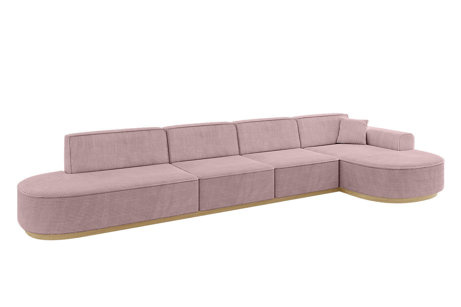 ECKSOFA Ottomane Rechts MARI-L3-v2 - 413x171x83 cm Rosa Cord - Rosa, Holzwerkstoff/Textil (171/413cm) - ALTDECOR